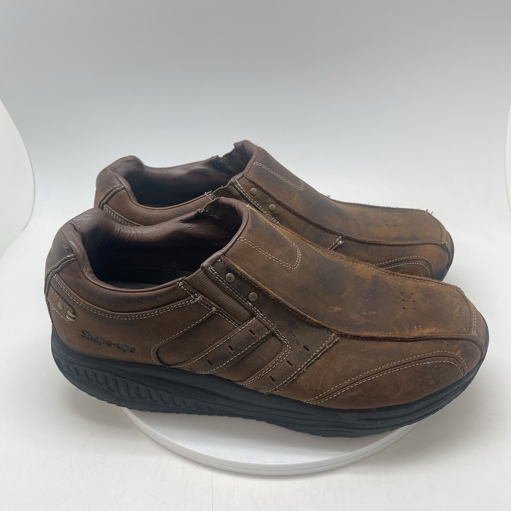 Skechers Shape Ups Sneakers Mens 11.5 Slip On Extended Wear Brown‎ Leather 66501